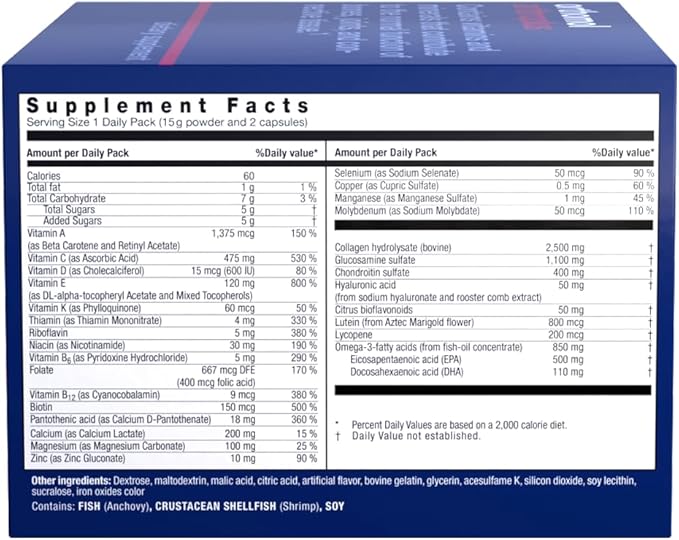 Orthomol Arthroplus 30-Day Supply Advanced Bone &amp Joint Health Supplement with Collagen Glucosamine &amp Chondroitin Advanced Version of Orthomol Osteo