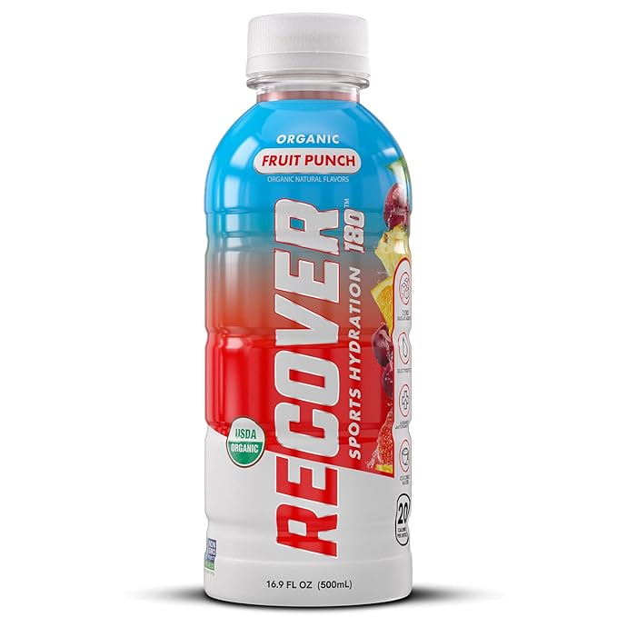 RECOVER 180 Organic Sports Hydration Drink No Sugar Added 20 Calorie Sports Beverage Organic Flavors With Vitamins Potassium-Packed Electrolytes (16.9 Fl Oz (Pack of 12) Variety Pack)