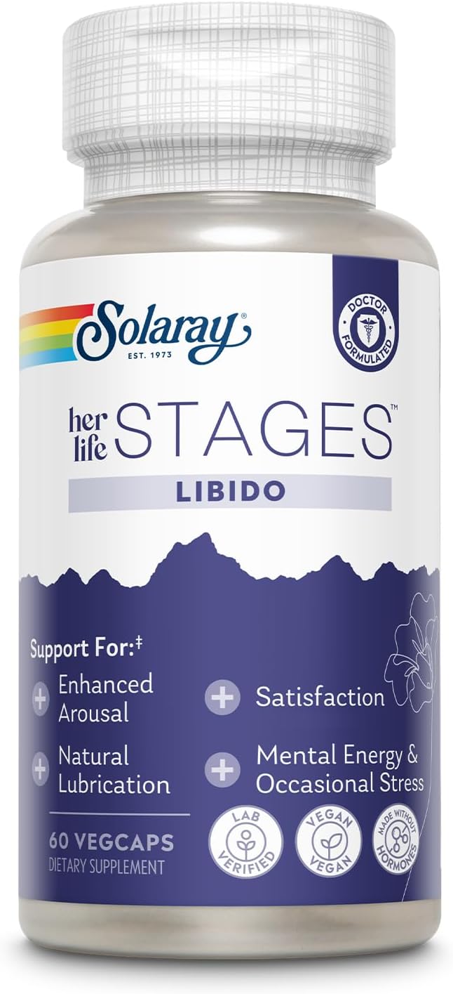SOLARAY Libido her Life Stages - Supports Natural Lubrication and Libido Increase for Women - Shatavari Fenugreek Organic Ashwagandha Capsules - Made Without Hormones - 30 Servings 60 VegCaps