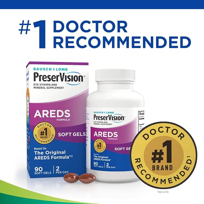 PreserVision AREDS Eye Vitamins Multivitamin with Copper Vitamin A C &amp E Zinc Supplements 90 Softgels