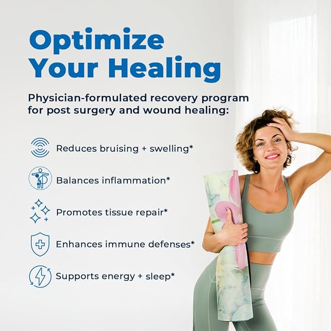 Clinical-Grade Post Surgery Recovery Support Supplement Program Comprehensive Physician-Designed Formulation to Support Healing with Vitamins Minerals Antioxidants Bromelain and Quercetin