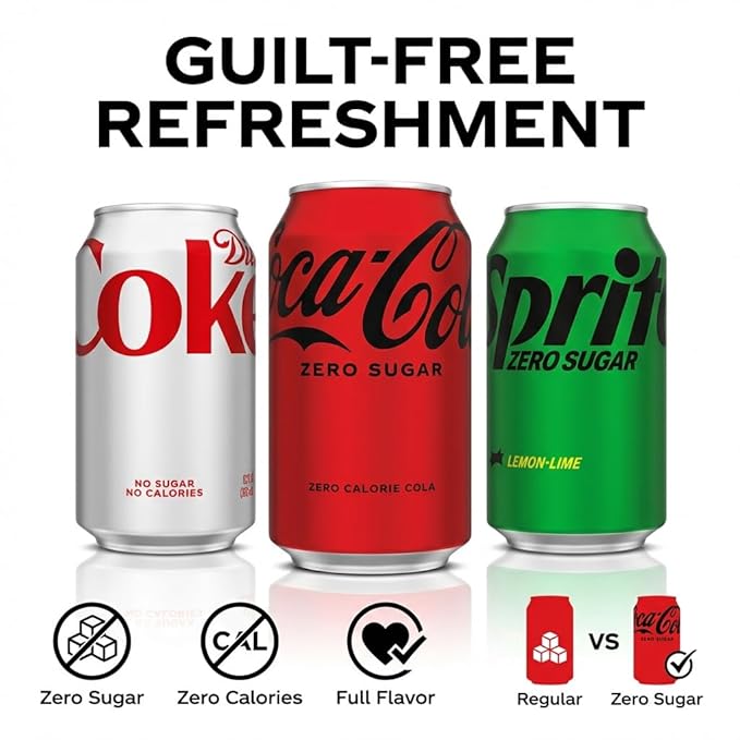 Zero Sugar &amp Diet Soda Variety Pack 18PK – 9 Flavor Mix Including Coca-Cola Zero Diet Coke Sprite Zero Fanta Orange Zero Fresca &amp More – 12 oz Cans Beverage Sampler for Parties Office Ho