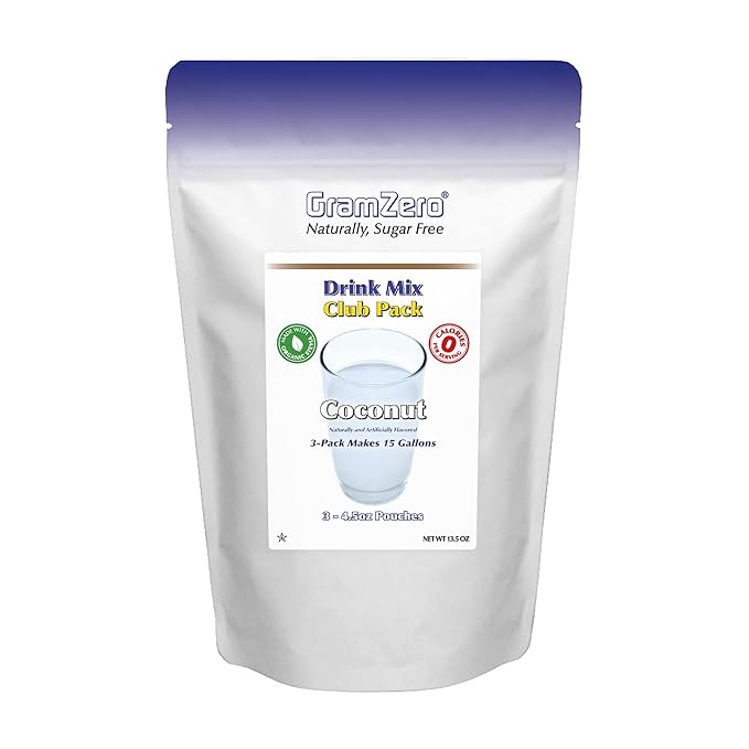 GramZero Coconut Zero Calorie Sugar Free Drink Mix Great For Nutrition Club Loaded Teas Stevia Sweetened