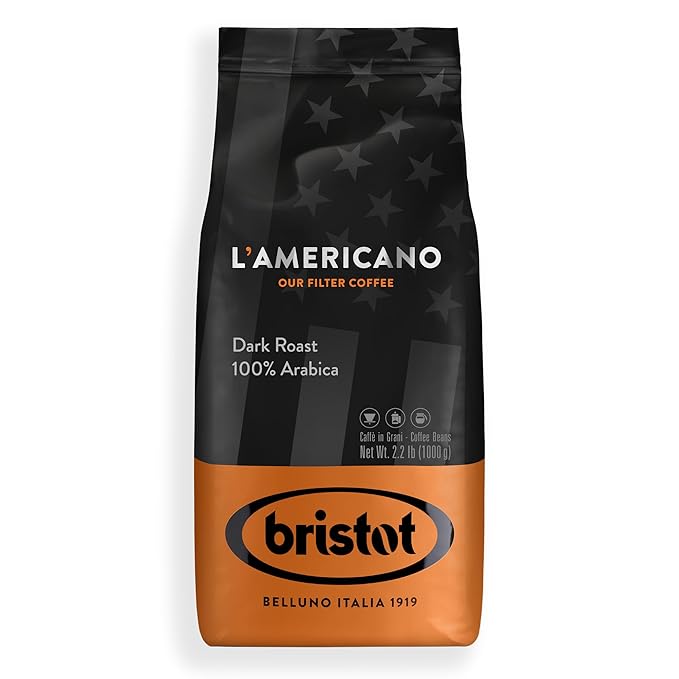 Bristot L’Americano Italian Coffee Beans – 100% Arabica Dark Roast Filter Coffee – Bold &amp Aromatic Flavor – 2.2 lb (1 kg)