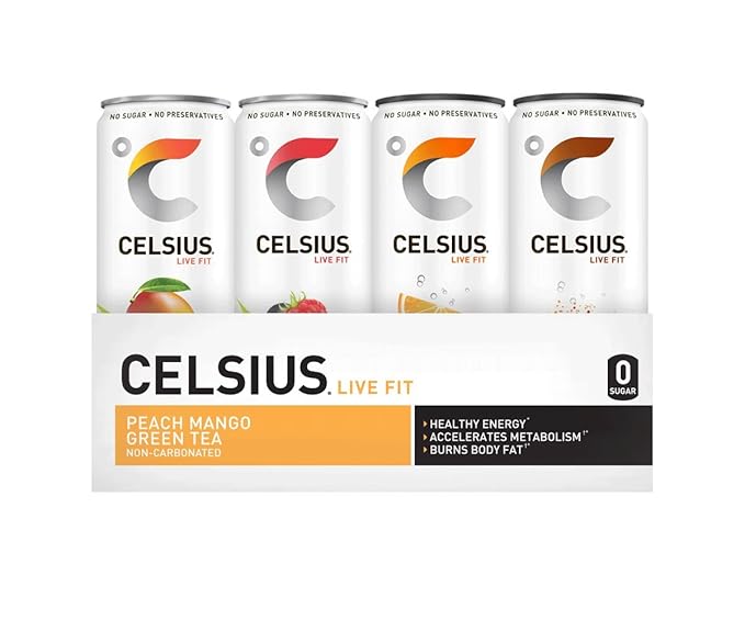 CELSIUS Fitness Drink 9-Flavor Variety Pack Zero Sugar Slim Can 12 Fl Oz (Pack of 12)