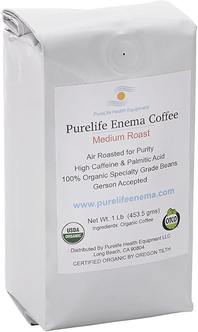 Purelife Enema Purelife Mold-Free/Mycotoxin Safe Coffee for Enemas/Lab Tested/Whole Bean - Medium Air Roast -100% Organic/Gerson Recommended - Ships Direct and Fresh from