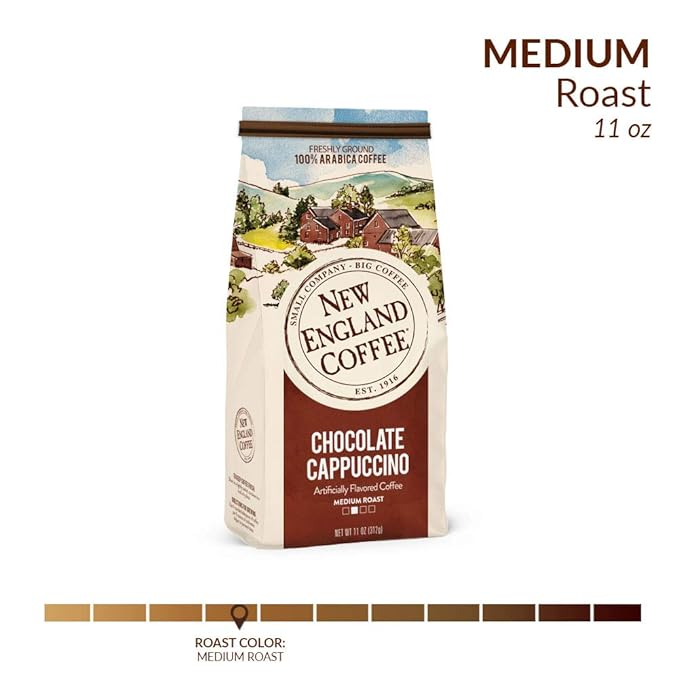 New England Coffee Ground Coffee Chocolate Cappuccino Medium Roast 11oz Bag (Pack of 1)