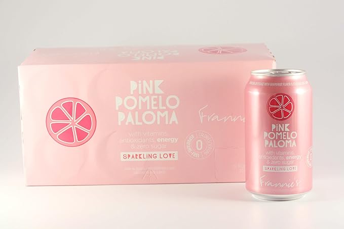 KauffmanTreats Frannie Sparkling Beverage- Zero Calories &amp Sugar Aspertame Free: 8-Ct 12 Oz. Cans (Pink Pomelo Paloma)