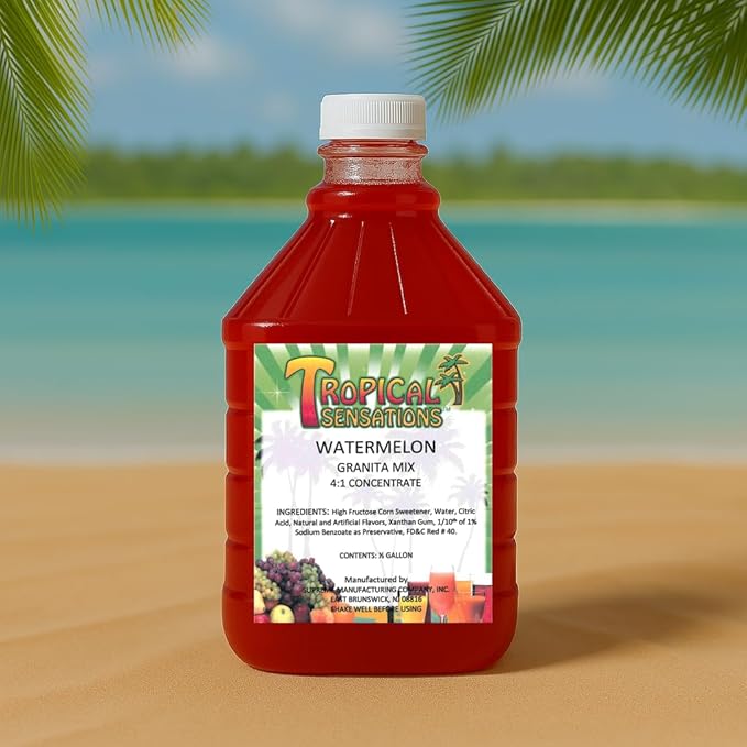 Tropical Sensations Watermelon Granita Slushie Mix – 6 Bottles 64 oz Each – Non-Alcoholic Frozen Drink Mix for Slush Machines – Bulk Case