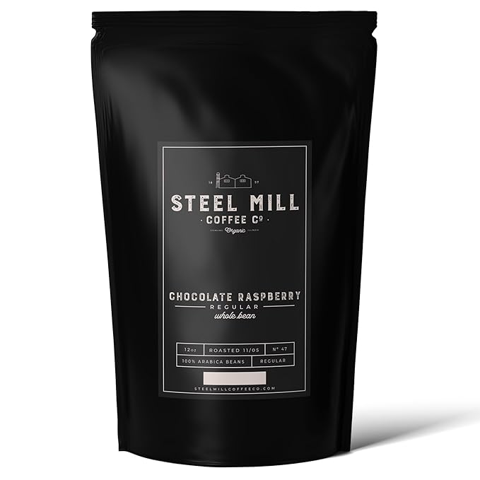 Steel Mill Coffee Co. Chocolate Raspberry Flavored Whole Bean Coffee – 2lb Bag – Medium Roast – 100% Arabica Beans – Colombian Origin – Vegan Gluten-Free Sugar-Free