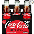 Coca-cola Zero Sugar 8oz Glass Bottles 4-6 Packs (24 Bottles) Coke