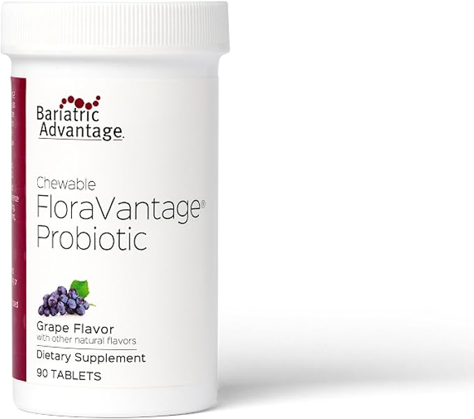Bariatric Advantage Chewable FloraVantage Probiotic - 10 Billion CFUs - Probiotic Supplement - Supports Gut Health &amp Immune System* - Vegetarian &amp Gluten-Free - Grape Flavor - 90 Count