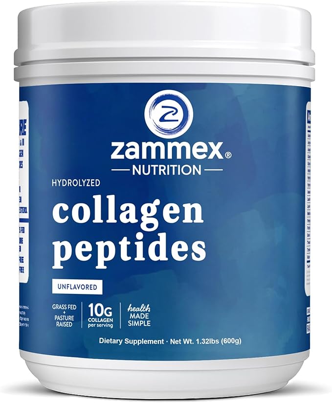Zammex Collagen Peptides Powder Unflavored 600g + 30 Sticks Travel Packets