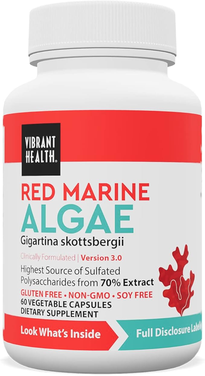 Vibrant Health Gigartina Red Marine Algae Plant-Based Immune Support 60 Capsules
