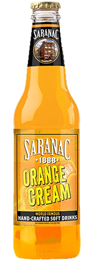 Saranac World Famous Hand-Crafted Orange Cream Soda Soft Drink 12 oz Glass Bottles (12 Pack)