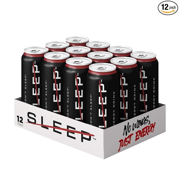 Don't Sleep Energy Drink - 12-Pack Clean energy &amp 100 Calories per Can Caffeine Taurine and B-BVitamins for an Unstoppable Boost - 116mg of Caffeine