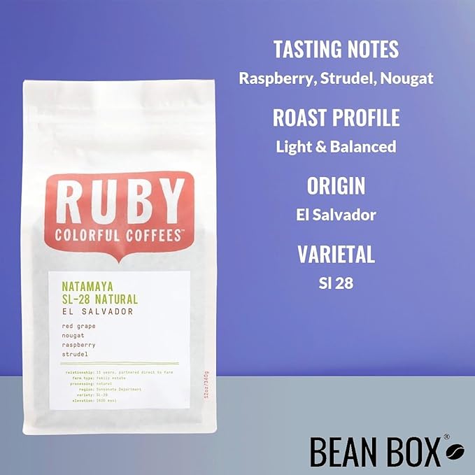 El Salvador Natamaya SL-28 Natural - Roasted by Ruby Coffee Roasters - Freshly Ground Coffee - 12 Ounce Bag