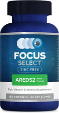 Focus Vitamins | Focus Select Zinc Free Formula | 180 Softgel Capsules | AREDS2 Based Formula | Eye Vitamin &amp Supplement | Easy to Swallow Pill