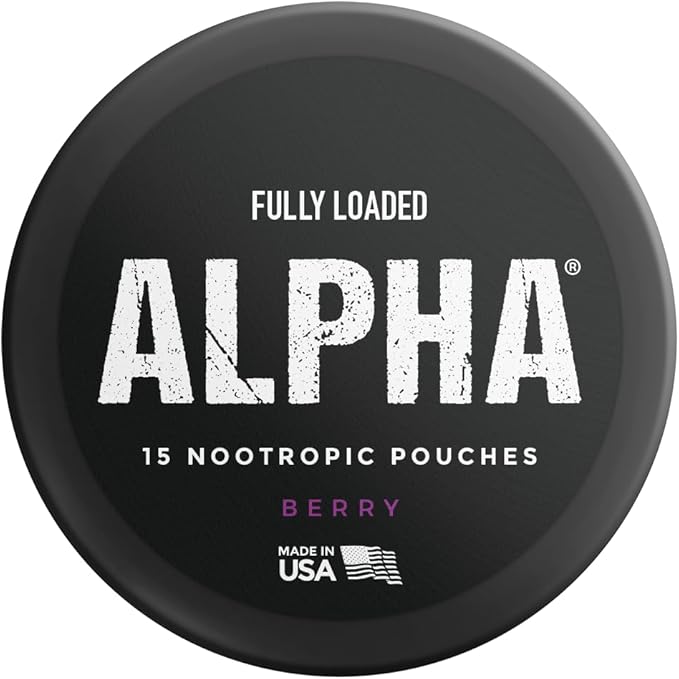 Fully Loaded Alpha Nootropic Pouches (Berry) - 5 Cans - 15 Pouches per can - Effective Nootropic Delivery Nic Pouch Replacement - Faster Absorption Alpha GPC L-Tyrosine GABA