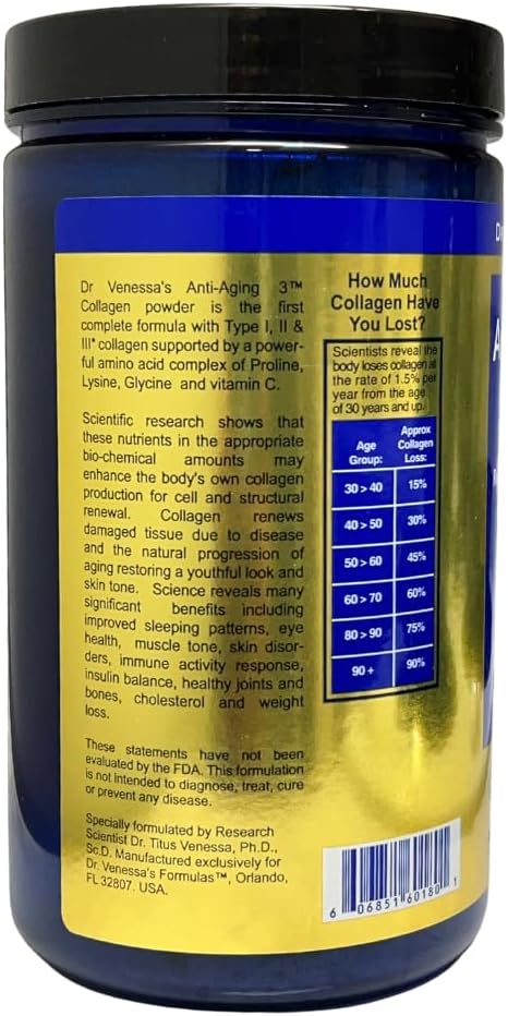 Dr. Venessa's Formulas™ Anti-Aging 3™ Collagen Type I II &amp III
