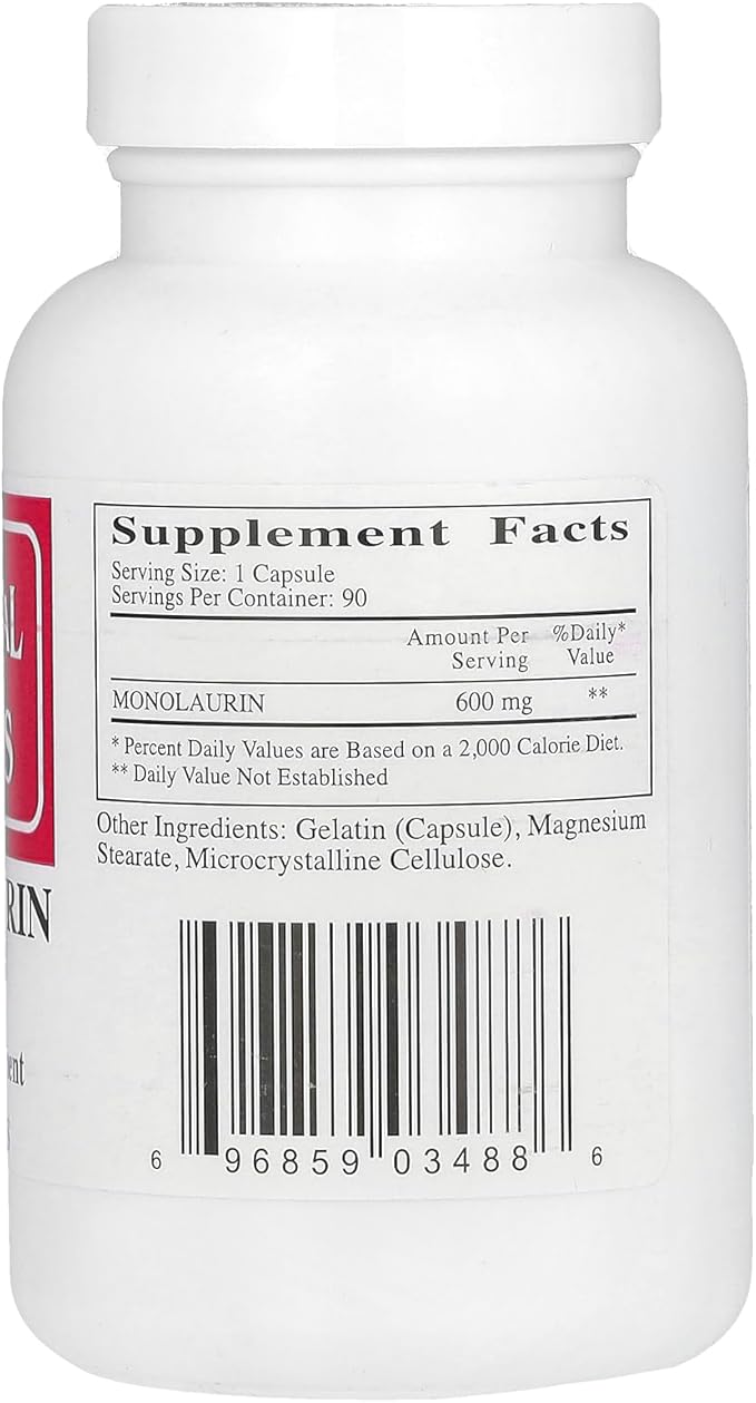 Ecological Formulas Monolaurin 600 mg Creamy WhiteCapsule 90 Count (MONOL-600-90)