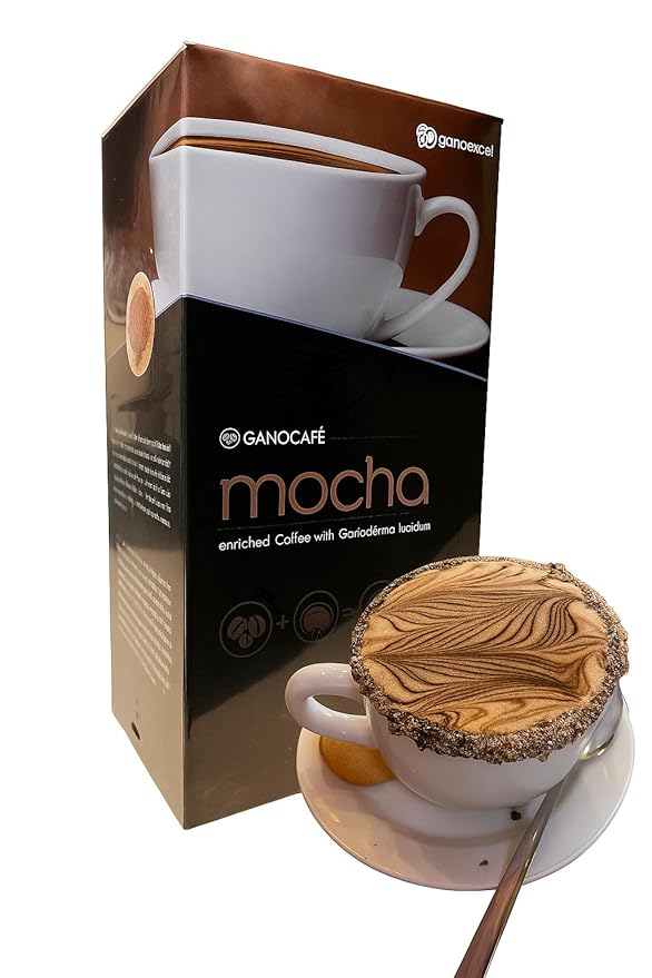 Gano Excel Ganocafe Mocha Instant Ganoderma Lucidum Mushroom Coffee with Cocoa Smooth Creamy Rich Flavor Premium Coffee Blend with Reishi 15 Sachets
