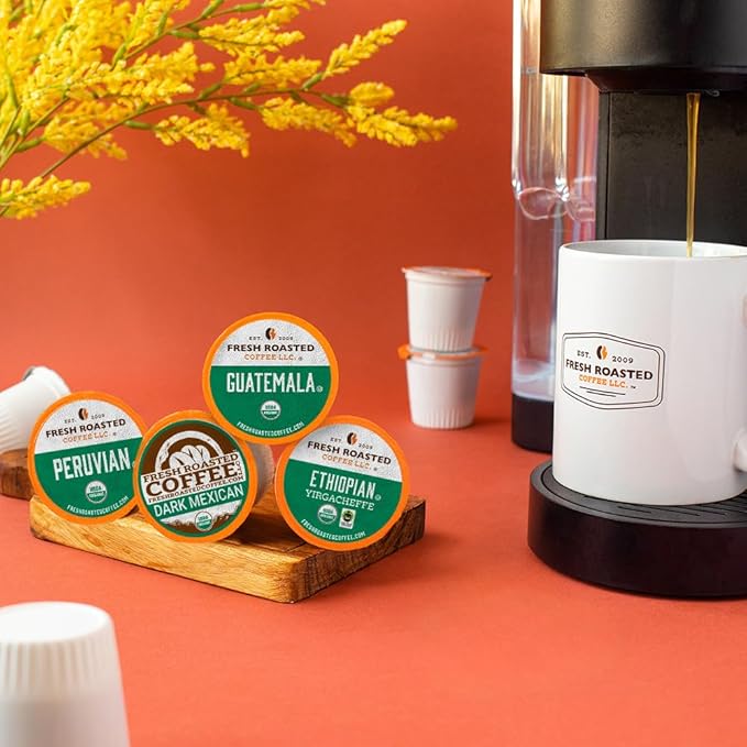 Fresh Roasted Coffee Organic Mold &amp Mycotoxin 3rd Party Tested Variety Pack | USDA Organic Kosher | K-Cup Compatible 96 Pods