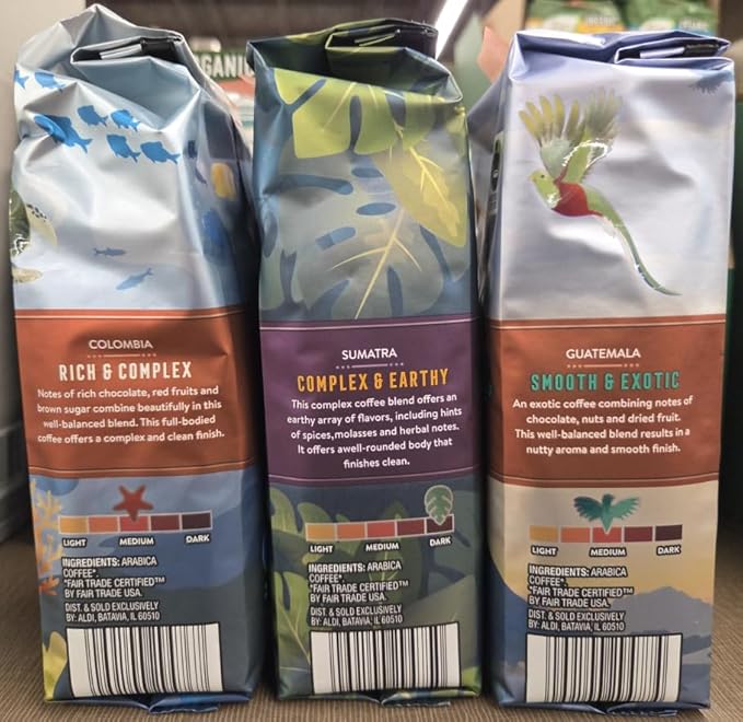 Barissimo 3 Combo 100% ARABICA Ground Coffees: Sumatra Guatemala and Columbia 12oz 340g (Three Bags)