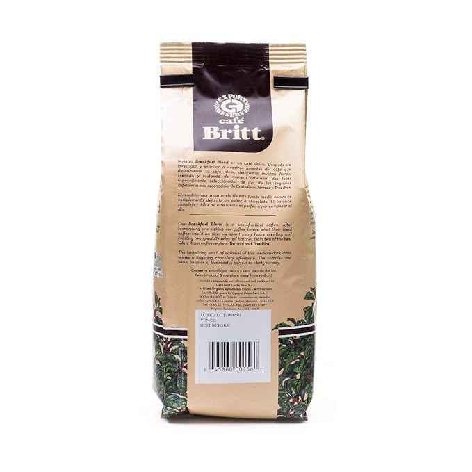 Café Britt® - Costa Rican Breakfast Blend Coffee (12 oz.) (3-Pack) - Whole Bean Arabica Coffee Kosher Gluten Free 100% Gourmet &amp Medium Dark Roast