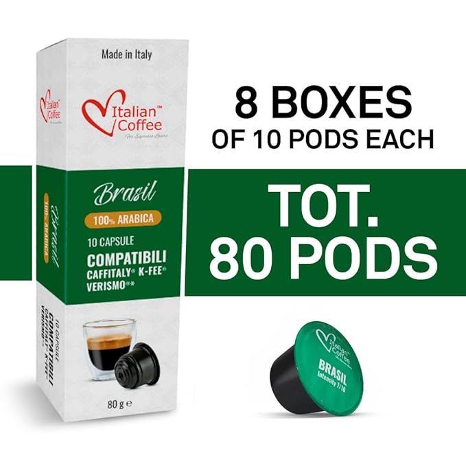 ITALIAN COFFEE FOR ESPRESSO LOVERS Italian Coffee capsules compatible with Verismo CBTL Caffitaly K-fee systems (80 pods BRAZIL blend)