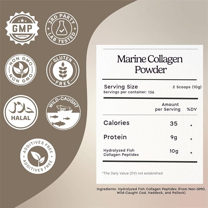 Zen Principle Marine Collagen Peptides Powder 3lb. Wild-Caught Fish Non-GMO. Supports Healthy Skin Hair Joints and Bones. Hydrolyzed Type 1 &amp 3 Protein. Amino Acids Unflavored Easy to Mix.