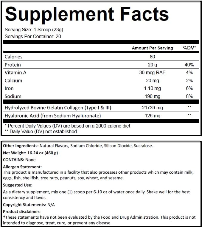 Collagen Powder Cinnamon Roll Flavor 20g Protein Natural Ingredients Gluten Free No Artificial Colors Supports Skin Hair Joints