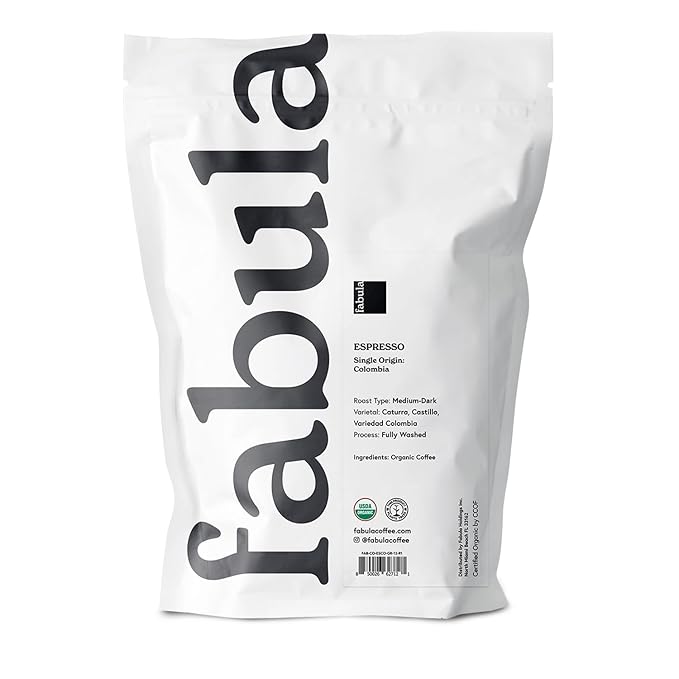 Fabula USDA Organic Espresso Coffee Freshly Ground Espresso Low Acid Coffee Non-GMO No Molds Mycotoxins Pesticides Free Single Origin Coffee 12 oz