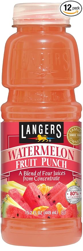 Langers Watermelon Fruit Punch 15.2 Fl Oz (Pack of 12)