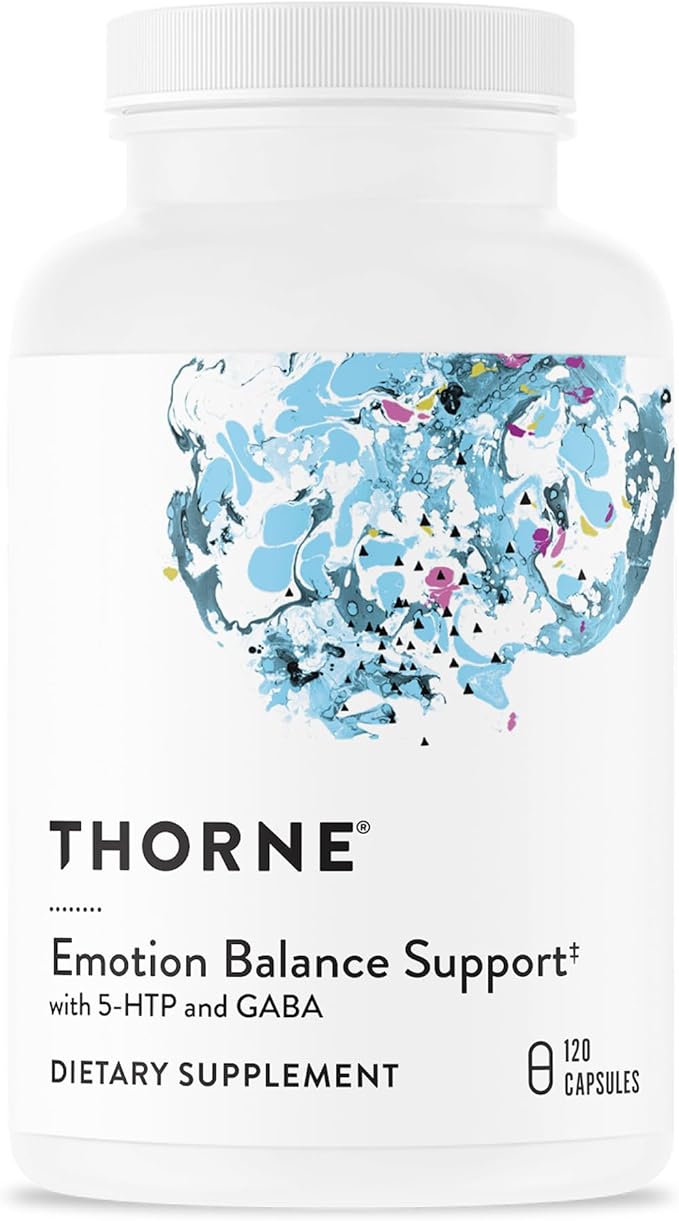 THORNE - Emotion Balance Support - Supports Mood &amp Stress Management* - Vitamins B6 B12 &amp C 5-HTP GABA Rhodiola Folate (5-MTHF) &amp L-Tyrosine - Third-Party Certified - Gluten-Free - 12