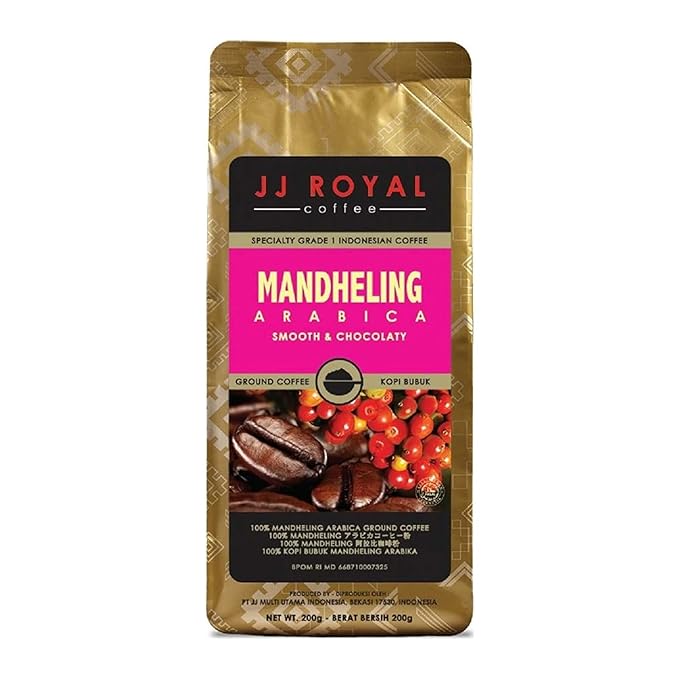 JJ Royal Coffee Mandheling Arabica 200g Ground Coffee (Pack of 1)