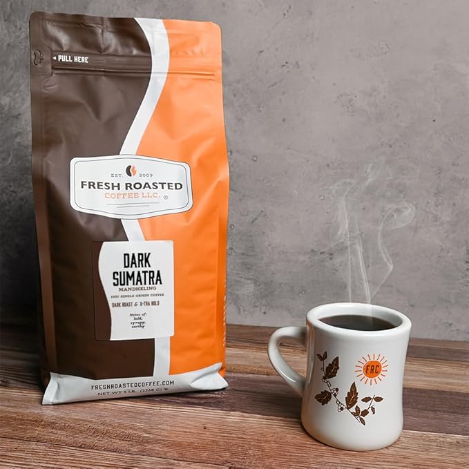 Fresh Roasted Coffee100% Dark Sumatra Mandheling | 5 lb (80 oz) | Single Origin | Dark Roast | Kosher | Whole Bean