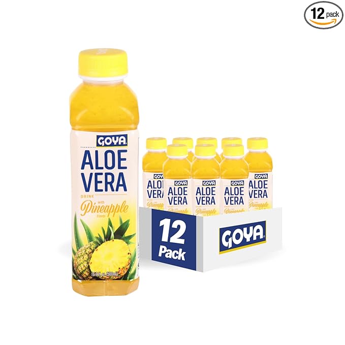 Goya Foods Aloe Vera Drink With Pineapple Flavor 16.9 Fl Oz (Pack of 12)