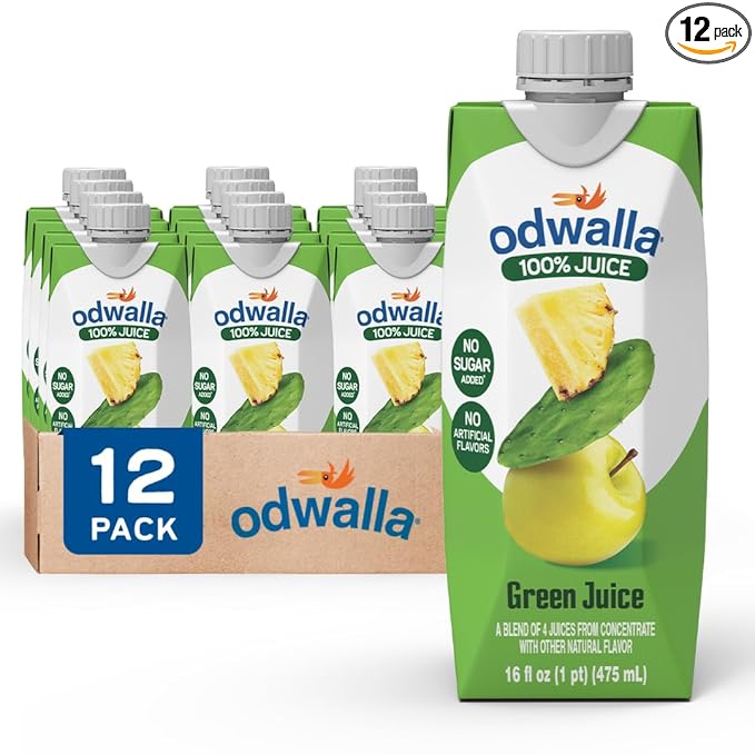 Odwalla Green Juice – Green Drink with Nopal Cactus Apple Orange &amp Pineapple – Natural Ingredients No Added Sugar No Preservatives No Artificial Flavors - 16 oz (12 Pack)