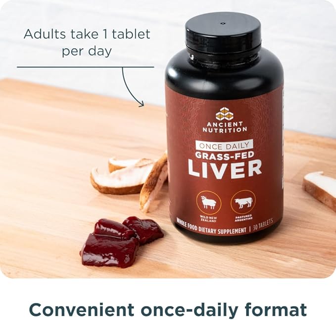 Ancient Nutrition Organ Supplements Once Daily Grass-Fed and Wild Organ Complex Capsules Beef &amp Lamb Liver Supports Healthy Blood Gut and Liver 30 Ct