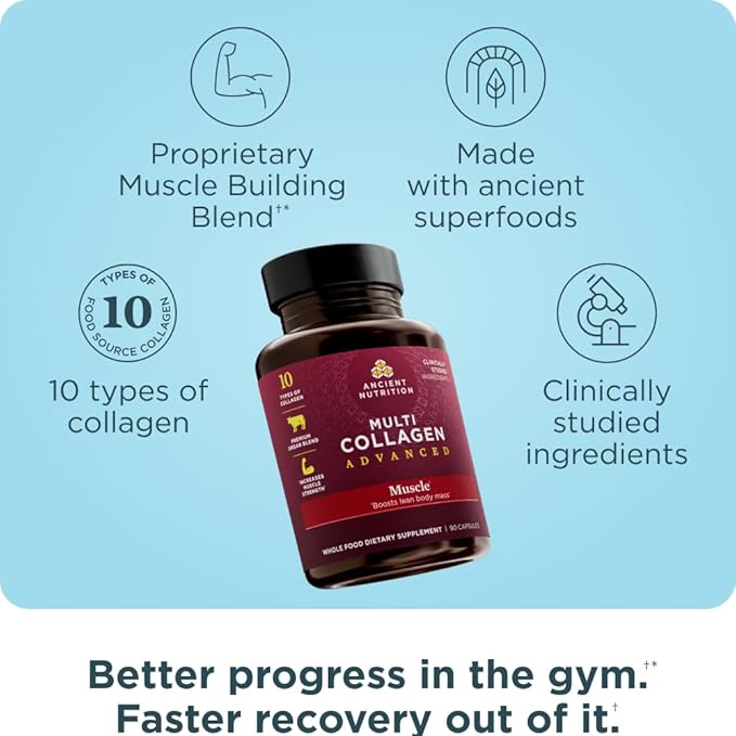 Ancient Nutrition Advanced Multi Collagen Protein Capsules Muscle 90 Count