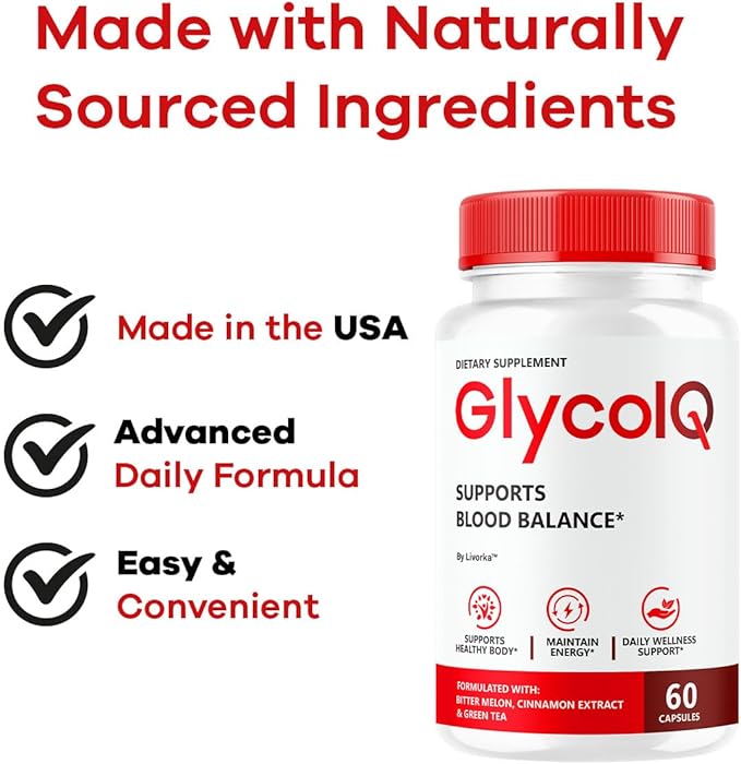 Glyco IQ Capsules - Official Glyco IQ Blood Support GlycoIQ Supplement Advanced Formula - Maximum Strength All Natural Ingredients Multivitamin for Overall Health &amp Wellness 60 Capsules for 1 M