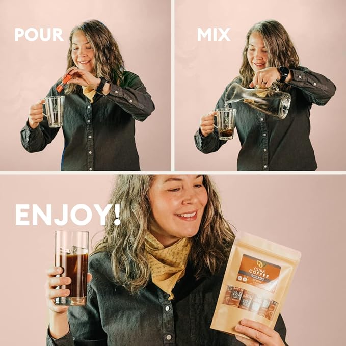Cusa Tea &amp Coffee Mocha Cold Brew. Premium Instant Coffee Rainforest Alliance Certified Arabica Beans. Drink Mix Packets Ready in Seconds Makes Hot or Iced Coffee (30 Servings)