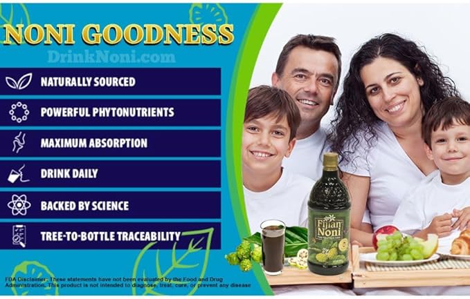 Fijian Noni® 100% Certified Organic Juice (Single 1 Liter) A Gift of Nature Rich in Antioxidants Gluten-Free.