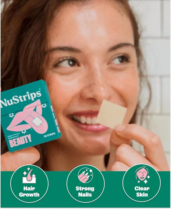 NuStrips Fast Dissolving Sleep &amp Beauty Oral Strips Travel Bundle with Melatonin Valerian Root L-Theanine Vitamin B6 Biotin Folate &amp Vitamin E