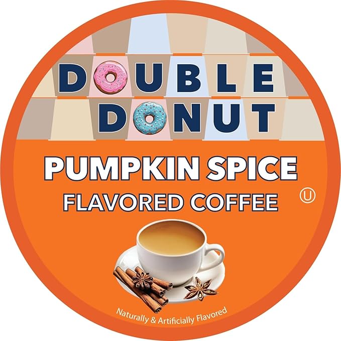 Double Donut Coffee Pumpkin Spice Coffee Pods Medium Roast Coffee Compatible with Keurig K Cups Brewers 72 Count