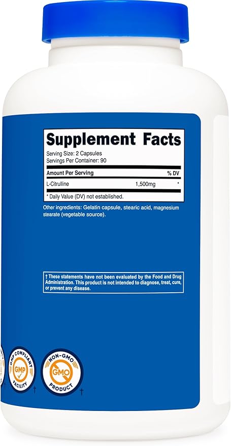 Nutricost L-Citrulline 750mg 180 Capsules (3 Bottles)