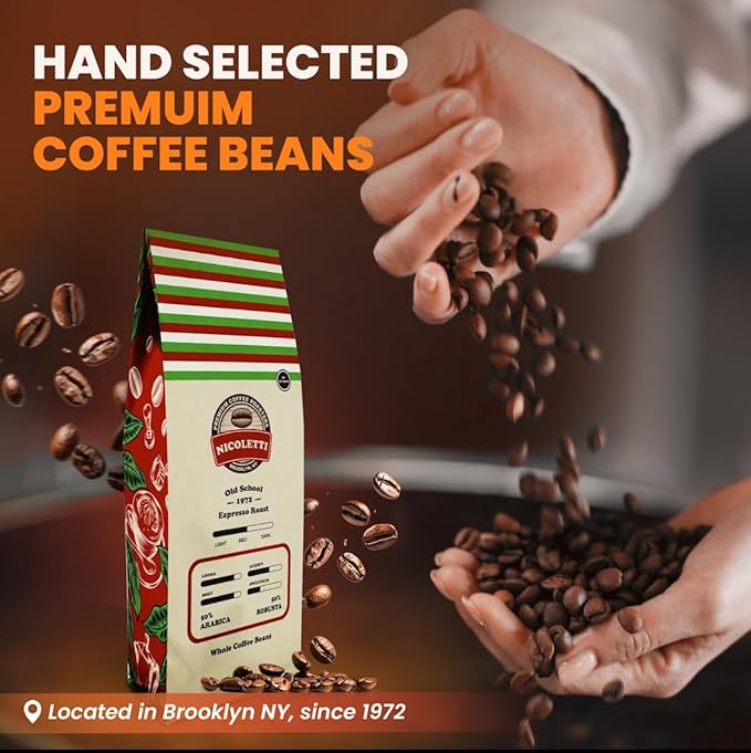 Nicoletti “Old School 1972” Espresso Roast [Whole Beans 2lb] Made in Brooklyn NY Since 1972 (Fresh Roasted Espresso with Date Stamp)