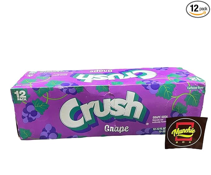 Crush Soda Munchie Box Reserve - Stocked for your Pleasure - Cans or Bottles (Grape Pack of (12) 12 Oz Cans)