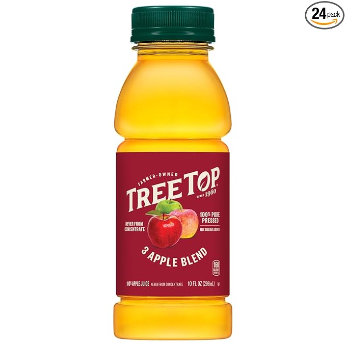 Tree Top 100% Pure Pressed 3 Apple Blend 100% Apple Juice 10 Fl Oz (Pack of 24)